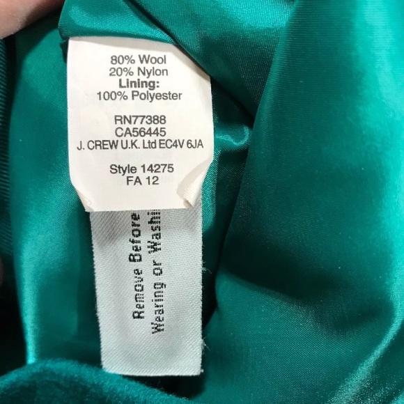 J. Crew Women’s Wool Mini Skirt Teal Green Size 0 - Picture 4 of 8